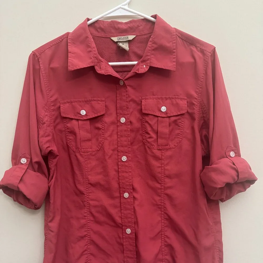 Duluth Trading Company Button Down Shirt - Coral Color - Size Medium - Picture 1 of 5